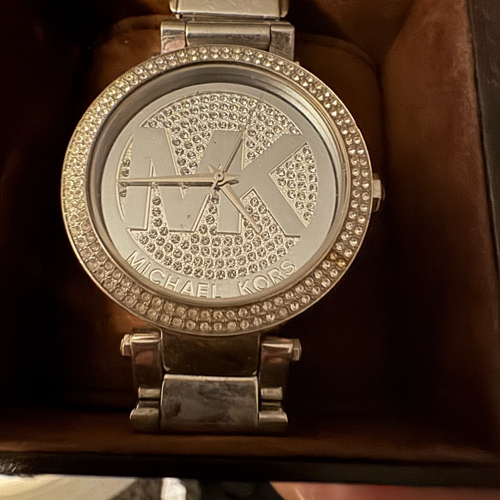 Michael Kors Silver Watch with Crystal Accents